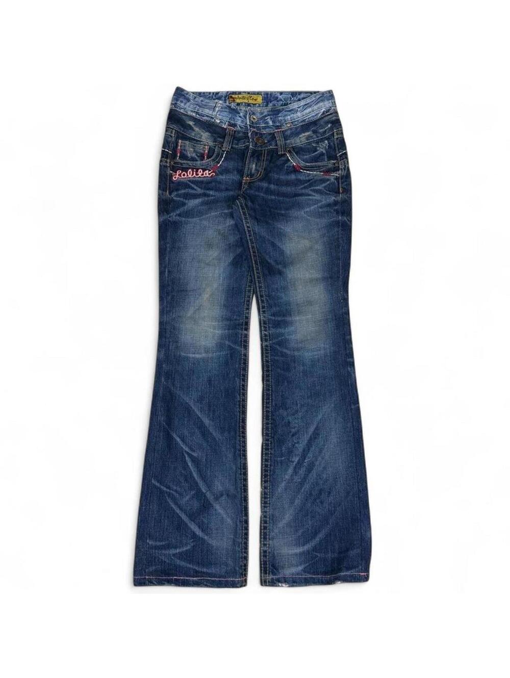 VINTAGE LOLITA DOUBLE WAIST REWORKED FLARED BOOTCUT DENIM - Picture 6 of 8